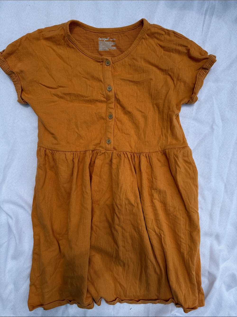 Cat & Jack Short Sleeve Button-Front Dress - Mustard
